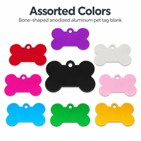 Plaque d'identification pour animaux de compagnie en aluminium en forme d'os, vierge, surface anodisée, gravable au laser, pour chien/chat, couleurs assorties, garantie 6 mois
