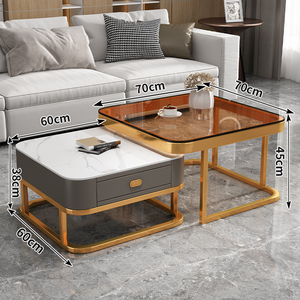 Table basse carrée moderne <span class=keywords><strong>en</strong></span> marbre minimaliste verre créatif pour petits appartements maison salons meuble <span class=keywords><strong>TV</strong></span> - Product Image 2