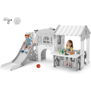 Castillo Multifuncional para Niños al Aire Libre, Toboganes de Plástico para Patio de Juegos, Columpio para Niños, Columpio y Tobogán para Niños en Interiores - Product Image 1