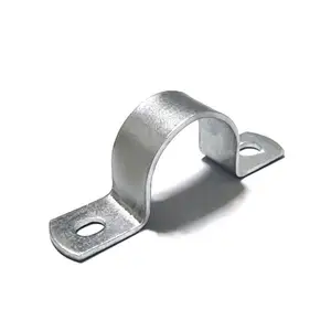 High Quality Two Hole U Type Galvanized Steel Rubber Lined Clip Saddle Pipe Fittings Clamp For Electrical Conduit