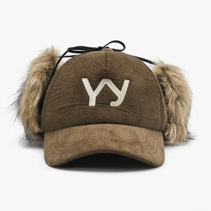 Cappellini da Baseball Neri con Ricamo a Lettere e Paraorecchie <span class=keywords><strong>in</strong></span> Pelliccia Sintetica per Autunno e Inverno, Alla Moda con Risvolto Protettivo per le Orecchie - Product Image 5