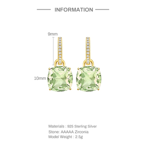 Pendientes CANNER, los Más Vendidos del Verano, con Circonitas Grandes 5A de Color Verde Oliva Brillante, Multicolor, Combinan con Todo - Product Image 2
