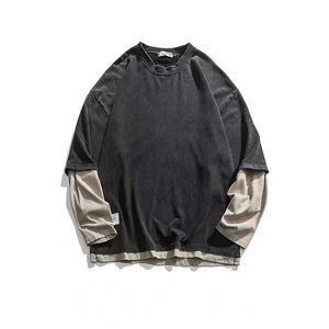 T-shirt Homme 100% Coton Double Épaisseur Manches Longues Molleton Français Coupe Oversize Écologique Impression Personnalisée Design Vierge Brut - Product Image 5