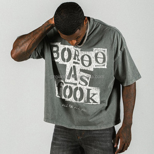 T-shirts graphiques personnalisés à manches courtes pour hommes, coupe ample et courte, impression sérigraphique, tissu épais, fabrication sur mesure - Product Image 3