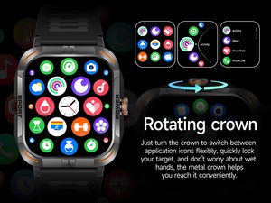 Smartwatch Outdoor ZW69 con Schermo AMOLED Touch da 1,97 Pollici per Chiamate, Sveglia, Funzioni Sportive, Forma Quadrata, Android, Magnetico - Product Image 5