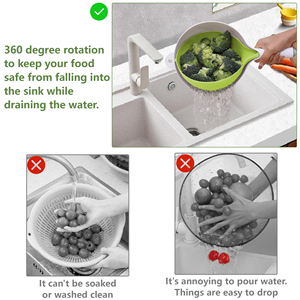 Panier de drainage double couche en plastique pour légumes et fruits, bac de lavage créatif et moderne pour la maison - Product Image 5