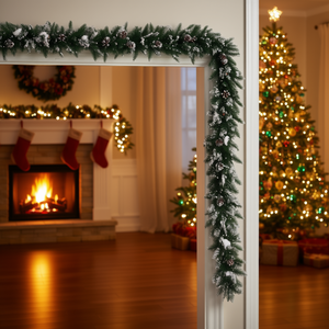 Guirnalda Navideña Verde de PPVC de 9 Pies con Luces LED, Decoraciones para Coronas - Product Image 2