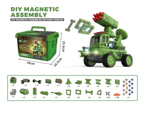 Jouets <span class=keywords><strong>de</strong></span> construction <span class=keywords><strong>de</strong></span> véhicules militaires à assembler magnétiquement, jouets magnétiques en plastique 3D pour enfants, cadeau - Product Image 4