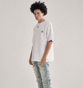 Sustainable Luxury Shirt Men Oversized T-Shirt Hemp Cotton <strong>White</strong> <strong>Turtle</strong> <strong>Neck</strong> Dropped Shoulder T-Shirts Vintage T Shirts - Product Image 3