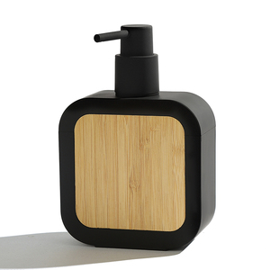 YAUKPH Liquid Soap Dispenser Matte Plastic and Natural Bamboo Wood for Kitchen Bathroom Hand Soap Dispenser