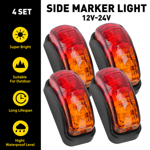4Pcs <b>Red</b> Amber <b>LED</b> Clearance <b>Lights</b> Side Marker Lamps For Trailers Trucks Cars - Product Image 2