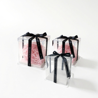 Boîte à gâteaux carrée Portable transparente PLA 4 pouces 12 pouces de haut emballage alimentaire pour pâtisserie d'anniversaire et paquet