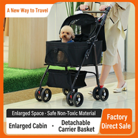 Poussette pliable pour animaux de compagnie, chien et chat, légère, 4 roues, coupe-vent, respirante, chariot d'extérieur avec auvent en maille