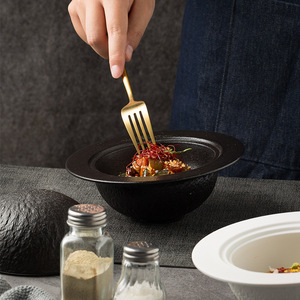 Bol en céramique écologique noir <span class=keywords><strong>mat</strong></span> et blanc, motif pierre, design planète, 400 ml, avec couvercle pour soupes, œufs à la vapeur, desserts et cuisine moléculaire - Product Image 3