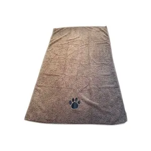 Serviette en microfibre avec logo brodé personnalisé pour chien, serviette de bain pour chien