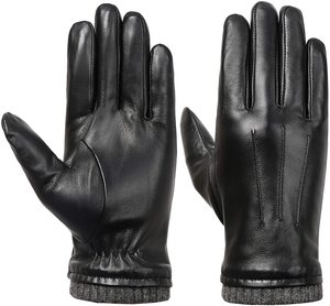 Forro de lana para hombre, invierno, piel de cabra genuina, piel de oveja, conducción de automóviles, guantes sin forro para ciclismo, guantes de cuero para hombres - Product Image 1