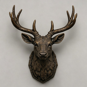 Tête <span class=keywords><strong>de</strong></span> <span class=keywords><strong>cerf</strong></span> artificielle vintage exclusive à thème animalier, décoration <span class=keywords><strong>murale</strong></span> artisanale en résine, designs personnalisés - Product Image 1