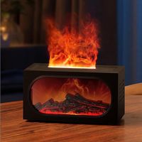 Humidificateur 3D style cheminée, diffuseur d'huiles essentielles 7 couleurs, diffuseur d'air flamme de cheminée, humidificateur pour la maison