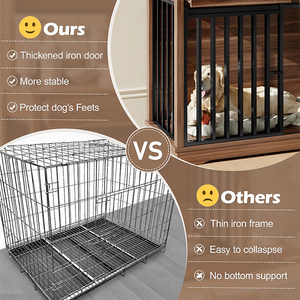 Cage pour chien en bois massif robuste avec structure métallique, montage facile, pour chiens de grande, moyenne et petite taille, utilisation en intérieur - Product Image 2