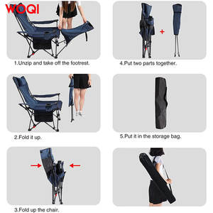 Silla Plegable para Acampar al Aire Libre WOQI, Marco de Aluminio, Tela Oxford, Ligera, Portátil, Reclinable, Silla de Jardín, Azul Marino - Product Image 5
