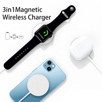 Station de charge sans fil magnétique portable 3 en 1 pour iPhone, iWatch, AirPods, écouteurs, téléphone, chargeur rapide sans fil 15W