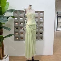 Robe fendue en dentelle à empiècements en os de poisson, nouvelle collection été, mode boutique