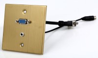 Placa de pared metálica de 1 módulo tamaño UK 86 con VGA hembra-hembra y cable de audio estéreo, adaptador de material de alta calidad, ¡superventas!