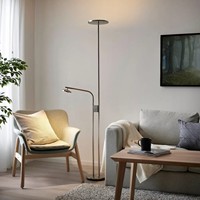Lampe de sol LED/lampe de lecture à intensité variable, lampe d'appoint pour canapé, lampe de salon avec abat-jour rond, sans réglage de température de couleur, sans mode de contrôle