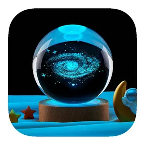 2024 New Design 3d Crystal Ball Crystal Planet Night Light Usb Crystal Ball Lamp With Minimum Order Quantity