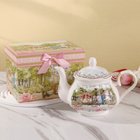 Ensemble de théière en céramique pour mariage, service à café britannique, théière et tasses en porcelaine, coffret cadeau de thé