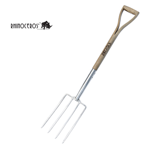 Forcone da Giardinaggio in Acciaio Inox con Impugnatura <span class=keywords><strong>a</strong></span> Y in Legno, 4 Denti, Pala in Acciaio per Giardino - Product Image 1