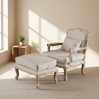 Fauteuil en bois léger de style américain et français, vintage, pour balcon, salon, petit appartement