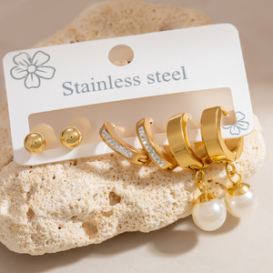 Juego de pendientes colgantes de acero inoxidable con diseño de cruz y girasol, chapados en oro de 18 quilates, de acero titanio para mujer, joyería de moda. - Product Image 3