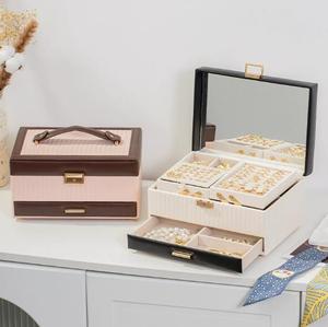 High Quality Multifunctional Jewelry Storage <b>Box</b> for Rings Necklaces Bracelets <b>Earrings</b> Cortex Material Made in China - Product Image 3