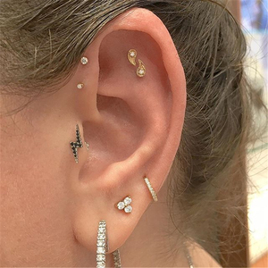 Boucles d'oreilles clous en argent sterling ROXI S925, motif simple serti de diamants, bijoux turcs - Product Image 3