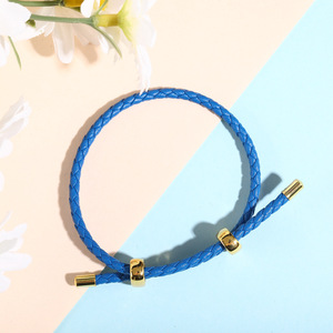 Bidirectional Adjustable 3mm <b>Red</b> Leather Rope <b>Bracelet</b> with 8-Hole Buckle Stainless Steel DIY Jewelry Accessories Trendy Style - Product Image 3