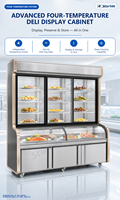 Vitrine réfrigérée combinée avec trois portes vitrées, vitrine verticale et vitrine incurvée, pour le stockage des légumes dans les restaurants