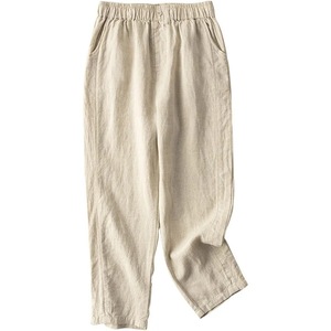 Harem Pants Cotton Linen High Waist Loose Fit Casual Women's <b>Trousers</b> Breathable Comfortable <b>Cropped</b> Style - Product Image 5
