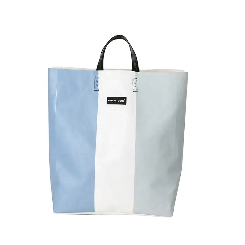 Vintage Tarpaulin tote bag with Inner Pocket Canvas Beach waterproof shopping Bag with stitching color