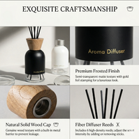 Diffuseur de parfum d'ambiance de luxe 200 ml à marque privée, avec couvercle en bois naturel et verre mat, 6 parfums disponibles – Prix usine