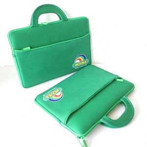 Wholesale Customized Neoprene <b>Laptop</b> Bag Waterproof Shockproof Green <b>Laptop</b> <b>Sleeve</b> With Handle and Side Pocket - Product Image 5