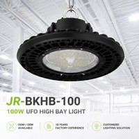 Projecteur LED UFO industriel 100W à haut rendement lumineux 180lm/W, personnalisable ODM/OEM pour l'éclairage commercial des usines, entrepôts et gymnases