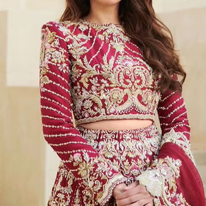 BORDADO PESADO DE MODA Y HERMOSO en BLUSA, VESTIDO LEHENGA Y DUPATTA Adornado CON CUENTAS DE CRISTAL, PIEDRA, DABKA Work - Product Image 6