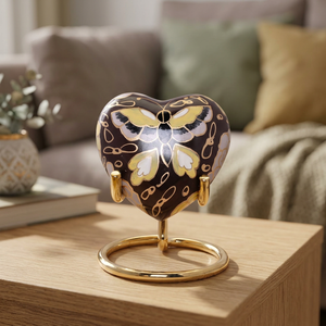 Heart shape metal urn Modern handmade urn Patio decor urn <b>jar</b> Metal urn for ashes - Product Image 5