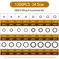 Rohrverschraubungen Dichtungsringe NBR O-Ring Sortiment 1200 Stück Metrische Gummi-O-Ringe für Hydraulikventile Rohrverbindungen Auslaufsicher