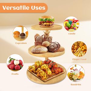 Wooden Cupcake Storage Rack <b>3</b> <b>Tier</b> Round Durable Birthday Party <b>Cake</b> Holder Dessert Display <b>Stand</b> - Product Image 3