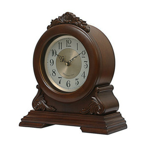 Solid Wood Table Clock European Style Vintage Round Westminster Music Clock For Living Room Decor - Product Image 1