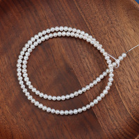 Perles d'eau douce naturelles semi-rondes de 3-4 mm à fort lustre, chaîne de perles brutes économique pour le bricolage, un fil d'environ 38-39 cm