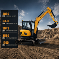 Excavator Mini Hidrolik 3,5 Ton Diesel, Bagger Kecil 2 Ton dengan Mesin Jepang, AC, 3800 kg Excavator Kecil