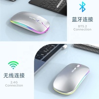 Mouse Wireless Kantor 2.4g BT RGB Grosir dengan Layar Baterai, Mode Ganda Optik Ergonomis, Dapat Diisi Ulang untuk Laptop